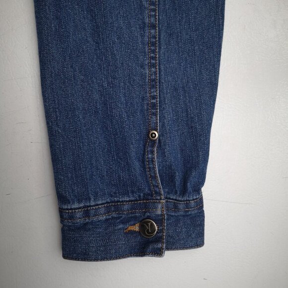 Roaman's Ladies Size 14W Medium Wash Button Closure Jean Jacket - Picture 7 of 12